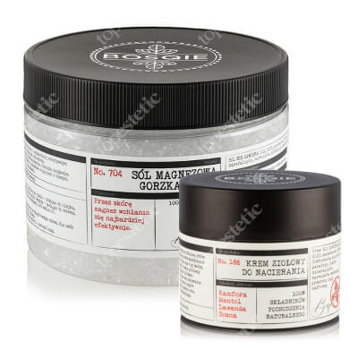 Bosqie Bath Salt No.704 + Rubbing Cream No.186 ZESTAW Sól magnezowa gorzka - EPSOM 450 g + Krem ziołowy do nacierania 50 g