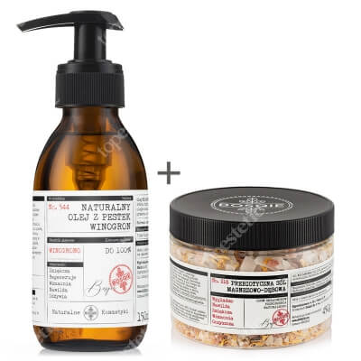 Bosqie Grape Seed Oil No.544 + Bath Salt No.216 ZESTAW Naturalny olej z pestek Winogron 150 ml + Naturalna prebiotyczna sól - Magnezowo-Dębowa 450 g