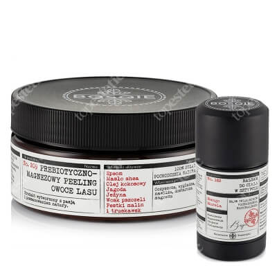 Bosqie Magnesium Peeling No.209 + Natural Body Balm Stick No. 162 ZESTAW Prebiotyczno-magnezowy peeling - Owoce Lasu 300 g + Balsam do ciała w sztyfcie - mango i morela 75 g