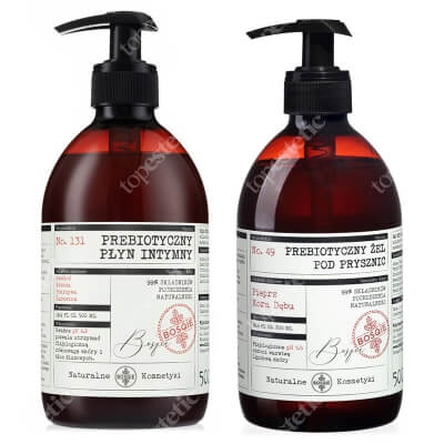 Bosqie Natural Shower Gel No.49 + Intimate Fluid No.131 ZESTAW Żel pod prysznic - pieprz i kora dębu 500 ml + Naturalny prebiotyczny płyn intymny 500 ml