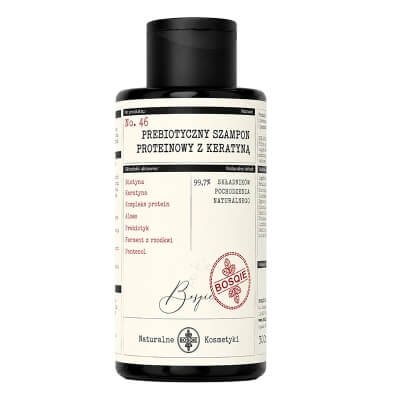 Bosqie Prebiotyczny Szampon Proteinowy z Keratyną No.46 Naturalny szampon regenerujący z keratyną, biotyną, kompleksem protein roślinnych i prebiotykiem 300 ml