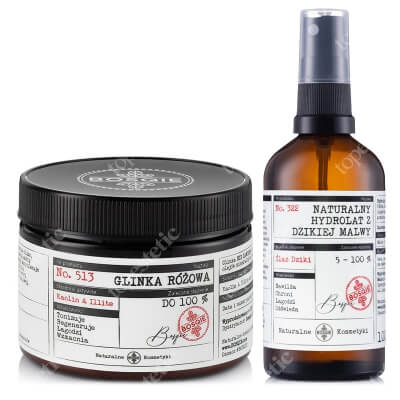 Bosqie Wild Mallow Hydrolate No.322 + Rose Clay No.513 ZESTAW Naturalny hydrolat z dzikiej malwy 100 ml + Glinka różowa 150 g