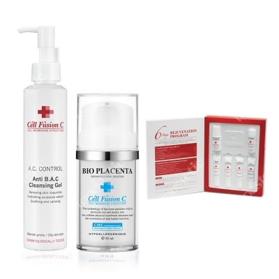 Cell Fusion C Anti Bac Cleansing Gel + Bio Placenta Nano Cream ZESTAW Żel myjący + Krem odżywczy i rewitalizujący 180 ml, 50 ml + GRATIS