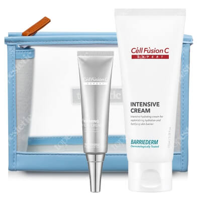 Cell Fusion C Expert Intensive Cream + Time Reverse Firming Eye Cream ZESTAW Krem głęboko nawilżający do skóry ekstremalnie suchej 100 ml + Krem liftingujący do delikatnej okolicy oczu 20 ml + Kosmetyczka 1 szt