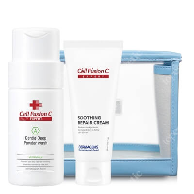 Cell Fusion C Expert Pielęgnacja Regenerująco - Oczyszczająca ZESTAW Krem intensywnie regenerujący 60 ml + Peeling enzymatyczny w proszku 70 g + Kosmetyczka 1 szt