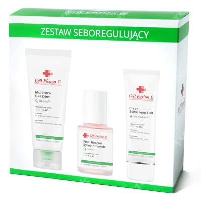 Cell Fusion C Zestaw Seburegulujący ZESTAW Różowy syrop łagodzący podrażnienia 30 ml + Krem przeciwsłoneczny 50 ml + Żel nawilżający 100 ml