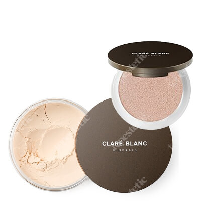 Clare Blanc Blaze Fairy + Matte Veil 04 ZESTAW Rozświetlający puder prasowany (kolor Blaze Fairy) 8 g + Puder matujący (Matte Veil 04) 16 g