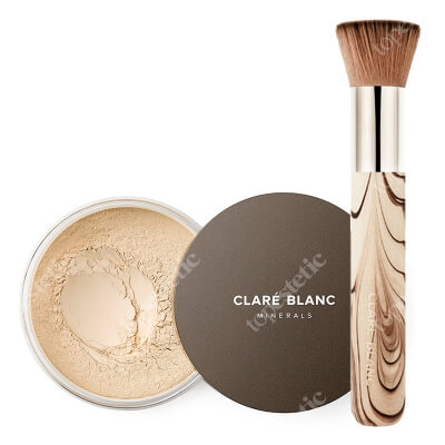 Clare Blanc Flat Top Brush + Buff 420 ZESTAW Pędzel do podkładu (FB 04) 1 szt. + Podkład mineralny SPF 15 - kolor zgaszony beż/bardzo jasny (Buff 420) 14 g