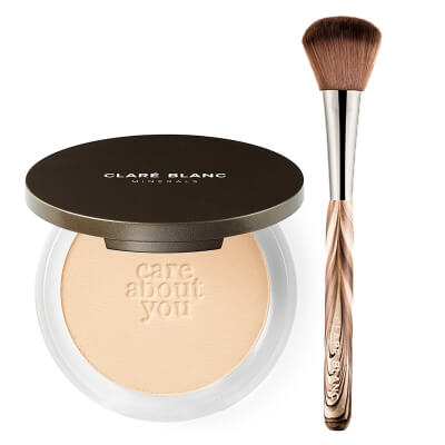 Clare Blanc Powder Brush + Warm 530 ZESTAW Pędzel (FB 06) 1 szt. + Podkład prasowany SPF15 - kolor ciepły/jasny (Warm 530) 11