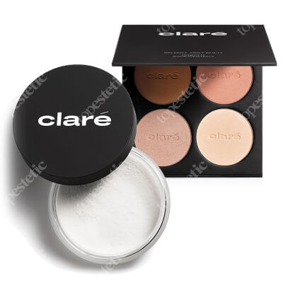Clare Brownie Kit ZESTAW Puder utrwalający makijaż (nr 16) 3 g + Paletka dla szatynek 4x8 g