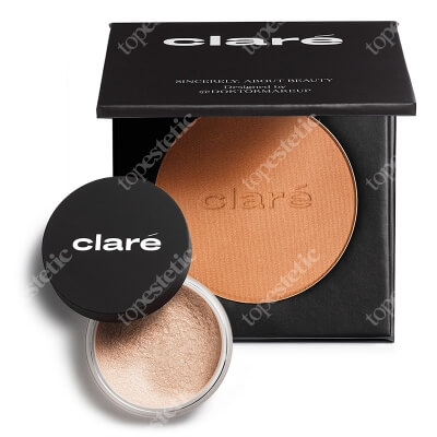 Clare Chocolate 13 + Body Magic Dust ZESTAW Prasowany puder brązujący (Chocolate 13) 8 g + Puder rozświetlający (kolor Wet Skin 05) 1,5 g