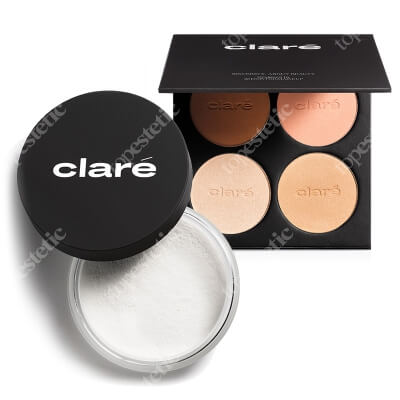 Clare Ginger Kit ZESTAW Puder utrwalający makijaż (nr 16) 3 g + Paletka dla rudowłosych 4x8 g