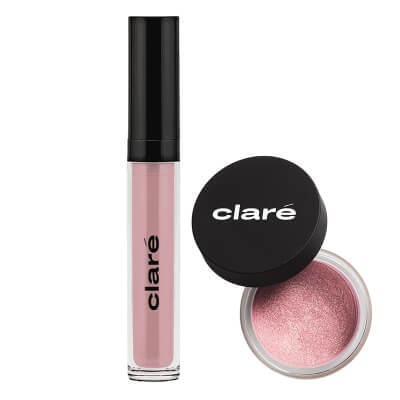Clare Glossy Lip Barrier + Cotton Candy 870 ZESTAW Ochronny błyszczyk do ust (kolor Muty 04) 6 ml + Cień do powiek (kolor Cotton Candy 870) 1,5 g