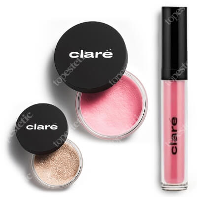 Clare Lip Barrier + Baby Pink + Body Magic Dust ZESTAW Błyszczyk - Taffy Pink 02 - 6 ml + Róż - Baby Pink 723 - 2,7 g + Puder rozświetlający - Disco 08 - 1,5 g