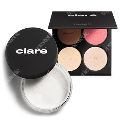 Clare Noir Kit ZESTAW Puder utrwalający makijaż (nr 16) 3 g + Paletka dla brunetek 4x8 g