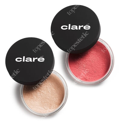 Clare Oh! Glow - Botox + Strawberry Pink 724 ZESTAW Puder rozświetlający (kolor Btx 32) 1 g + Róż do policzków (Strawberry Pink 724) 2 g
