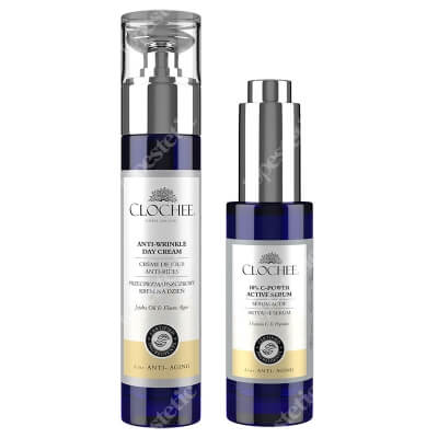 Clochee Active Anti-Wrinkle Set ZESTAW Aktywne serum 30 ml + Przeciwzmarszczkowy krem na dzień 50 ml