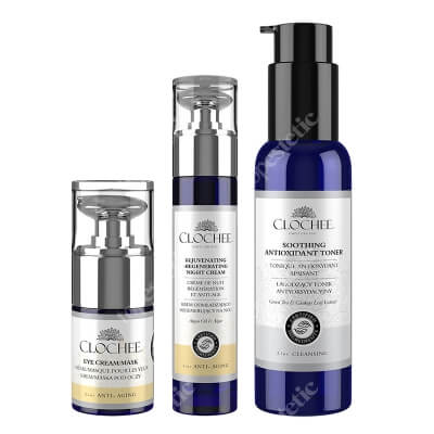 Clochee Anti Age ZESTAW Tonik 100 ml + Krem-Maska pod oczy 15 ml + Krem odmładzająco-regenerujący na noc 50