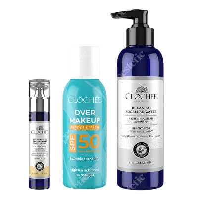 Clochee Day And Night Set ZESTAW Mgiełka do twarzy 75 ml + Relaksujący płyn micelarny 250 ml + Krem odmładzająco-regenerujący na noc 50 ml