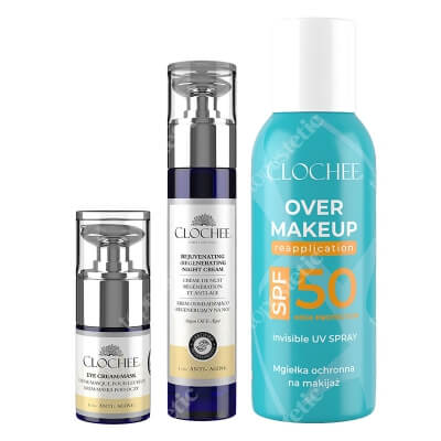 Clochee Day And Night Set ZESTAW Mgiełka SPF 50 75 ml + Krem na noc 50 ml + Krem-Maska pod oczy 15 ml