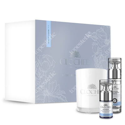 Clochee Facial Skin Care Moisturising Set ZESTAW Serum nawilżające 30 ml + Rozjaśniający krem pod oczy 15 ml + Świeca sojowa 1 szt