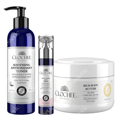 Clochee Ideal Set ZESTAW Tonik antyoksydacyjny 250 ml + Wzmacniający krem na noc z wit. C 50 ml + Bogate masło do ciała - mango 250 ml