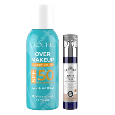 Clochee SPF Set ZESTAW Rozświetlający krem SPF30 50 ml + Mgiełka do twarzy 75 ml