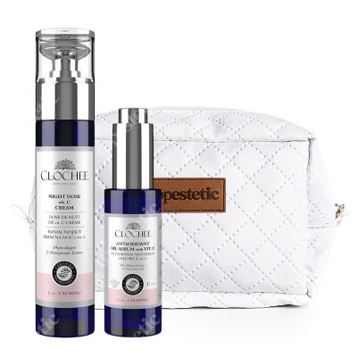 Clochee Vitamin-C Set ZESTAW Serum olejowe 30 ml + Krem na noc 50 ml + Kosmetyczka Topestetic 1 szt