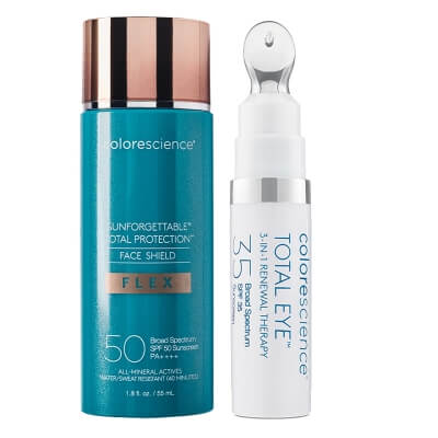Colorescience EyeLift Protection Duo ZESTAW Minerały w emulsji do twarzy (kolor Light) 55 ml + Korektor pod oczy 3 w 1 (kolor Fair) 7 ml