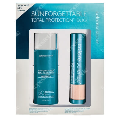 Colorescience Face Shield + Puder W Pędzlu SPF50 Medium ZESTAW Puder ochronny SPF 50 w pędzlu - Medium 6 g + Minerały w emulsji SPF50 (kolor Medium) 55 ml