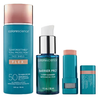 Colorescience Favorite Set ZESTAW Minerały (kolor medium) 55 ml + Balsam do ust oraz policzków (kolor Blush) 9 g + Żel oczyszczający 30 ml GRATIS