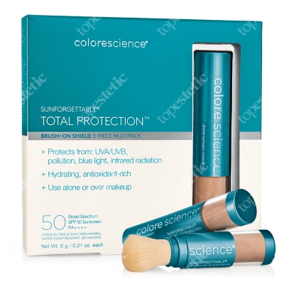 Colorescience Mineral Sunscreen Brush Set ZESTAW Mineralny puder ochronny SPF 50 w pędzlu - kolor Medium 2 + 1 GRATIS