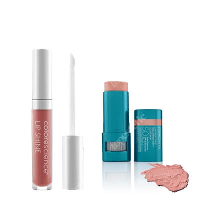 Colorescience Sunforgettable Total Protection Color Balm SPF 50 + Lip Shine SPF 35 ZESTAW Balsam do ust oraz policzków (kolor Blush) 9 g + Błyszczyk ochronny do ust (kolor Coral) 4 ml