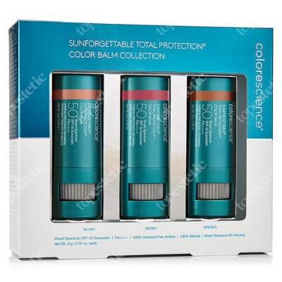 Colorescience Sunforgettable Total Protection Color Balm x 3 ZESTAW Balsam do ust oraz policzków SPF50 3 x 9 g (kolor Blush, Berry, Bronze)