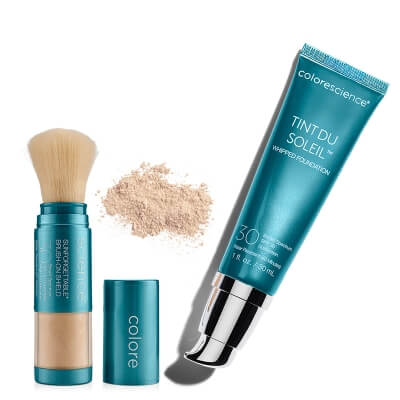 Colorescience Tint du Solei SPF 30 + Sunforgettable Brush-On Shield SPF 30 ZESTAW Minerały w kremie Light 30 ml + Mineralny puder ochronny w pędzlu (kolor Medium) 4,3 g