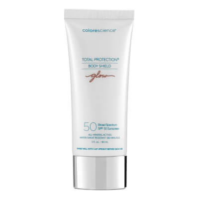 Colorescience Total Protection Body Shield Glow SPF 50 Mineralny krem przeciwsłoneczny do ciała z perłowym blaskiem 90 ml
