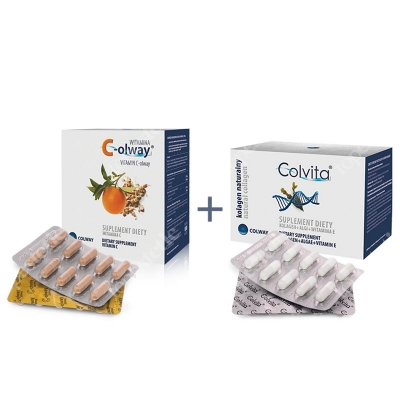 Colway Colvita + Witamina C-olway KIT ZESTAW Suplement diety Kolagen + Algi + Wit. E 60 kaps. + Suplement diety Witamina C 100 kaps.