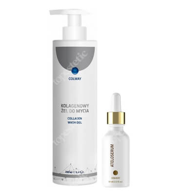 Colway Face Care Set ZESTAW Kolagenowy żel do mycia 250 ml + Serum intensywnie nawilżające i regenerujące 30 ml