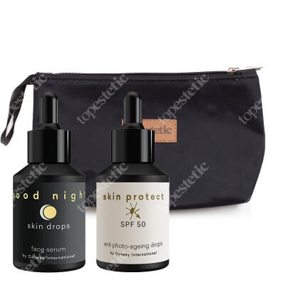 Colway International Day and Night Care ZESTAW Serum ochronne SPF 50 30 ml + Innowacyjne serum do twarzy na noc 30 ml + Czarna kosmetyczka 1 szt gratis