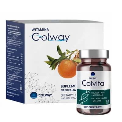 Colway Witamina C-olway + Colvita ZESTAW Suplement diety 100 kaps + Suplement diety Kolagen + Algi + Wit. E 60 kaps.
