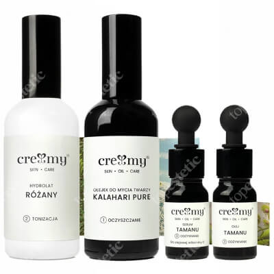 Creamy Cera Mieszana i Tłusta ZESTAW Olejek do mycia twarzy 100 ml + Hydrolat różany 100 ml + Olej tamanu 10 ml + Serum Tamanu 10 ml