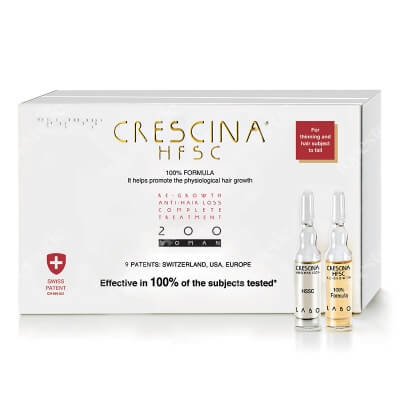 Crescina HFSC 100% Complete Treatment 200 For Women Pełna kuracja dla kobiet zalecana w leczeniu rzednących i wypadających włosów 10+10 amp.