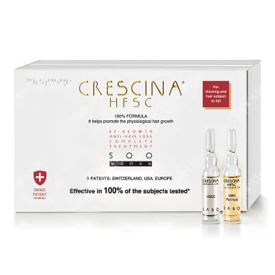 Crescina HFSC 100% Complete Treatment 500 For Women Pełna kuracja dla kobiet zalecana w leczeniu rzednących i wypadających włosów 10+10 amp.