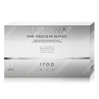 Crescina HFSC Hair Follicular Island 1700 Man new Kompletna kuracja stymulująca odrastanie i zapobiegająca wypadaniu włosów 1700 dla mężczyzn 10 + 10 amp