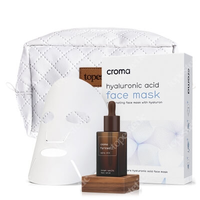 Croma Farewell Aging Skin + Hyaluronic Acid Face Mask + Kosmetyczka Topestetic ZESTAW Serum przeznaczone dla skóry dojrzałej 30 ml + Odmładzająca maska na twarz 8 szt. + kosmetyczka 1 szt