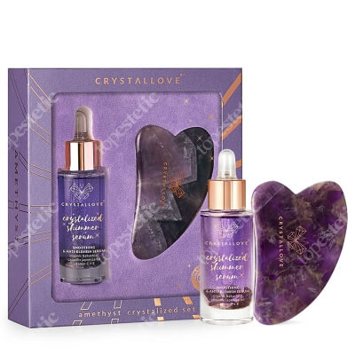 Crystallove Amethyst Crystalized Set ZESTAW Kamień harmonii i relaksu 1 szt. + Serum z ametystem 30 ml