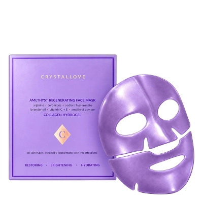 Crystallove Amethyst Regenerating Face Mask Hydrożelowa regenerująca maska do twarzy z ametystem, kolagenem i ceramidami 1 szt