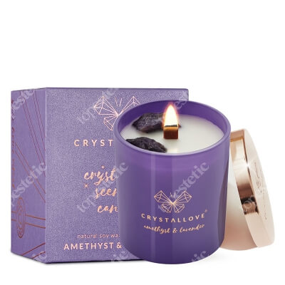 Crystallove Amethyst Soy Candle & Lavender Świeca sojowa z ametystem 220 g