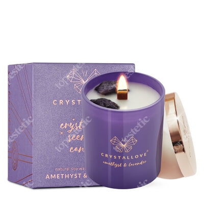 Crystallove Amethyst Soy Candle & Lavender Świeca sojowa z ametystem 220 g