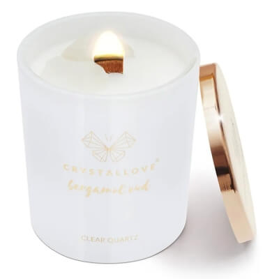 Crystallove Bergamot Oud Clear Quartz Soy Candle Świeca sojowa z kryształem górskim – bergamotka oud 400 g